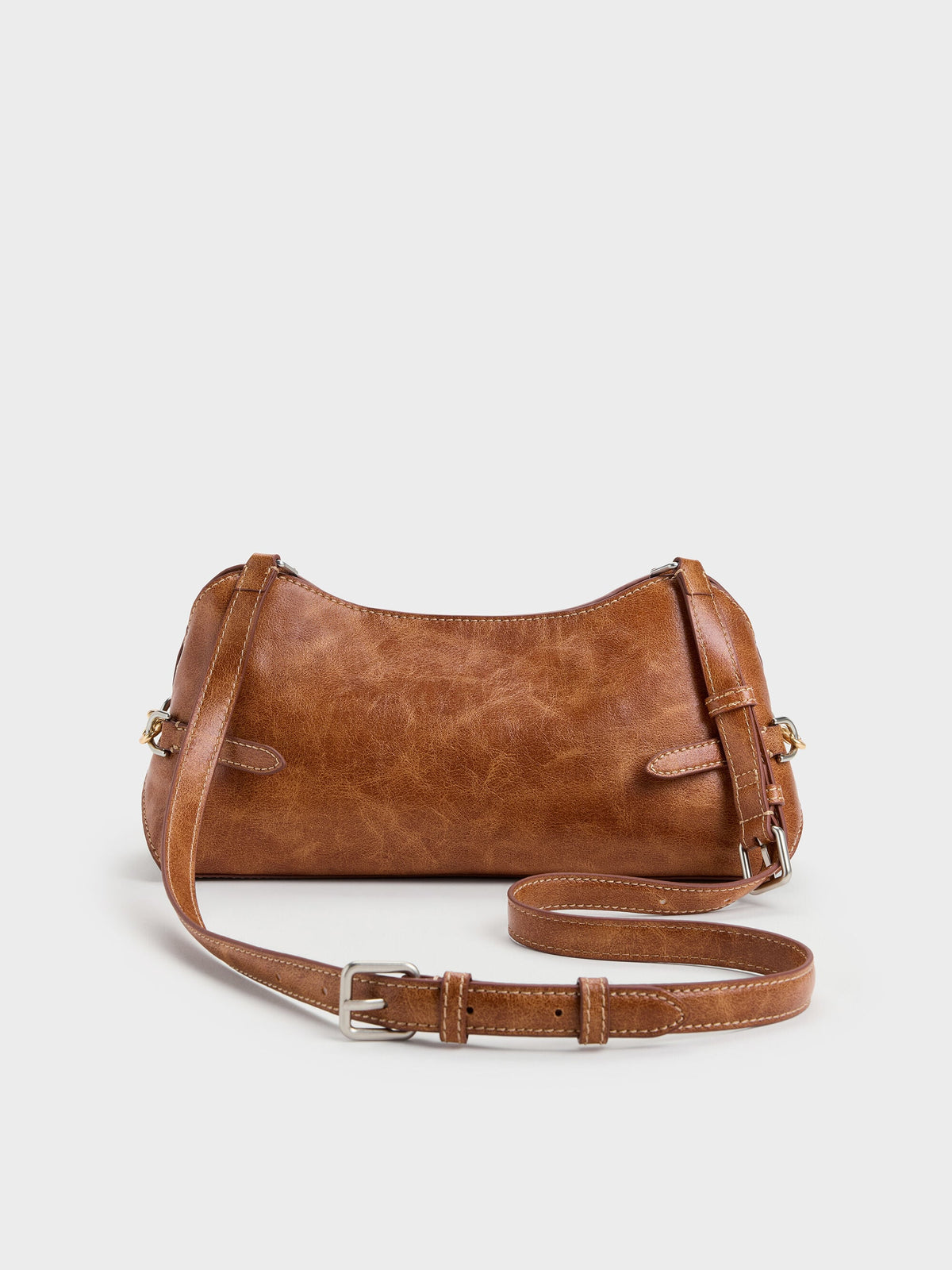 CHARLES & KEITH Sale | Delfina Chain Side-Belt Shoulder Bag - Distressed Tan