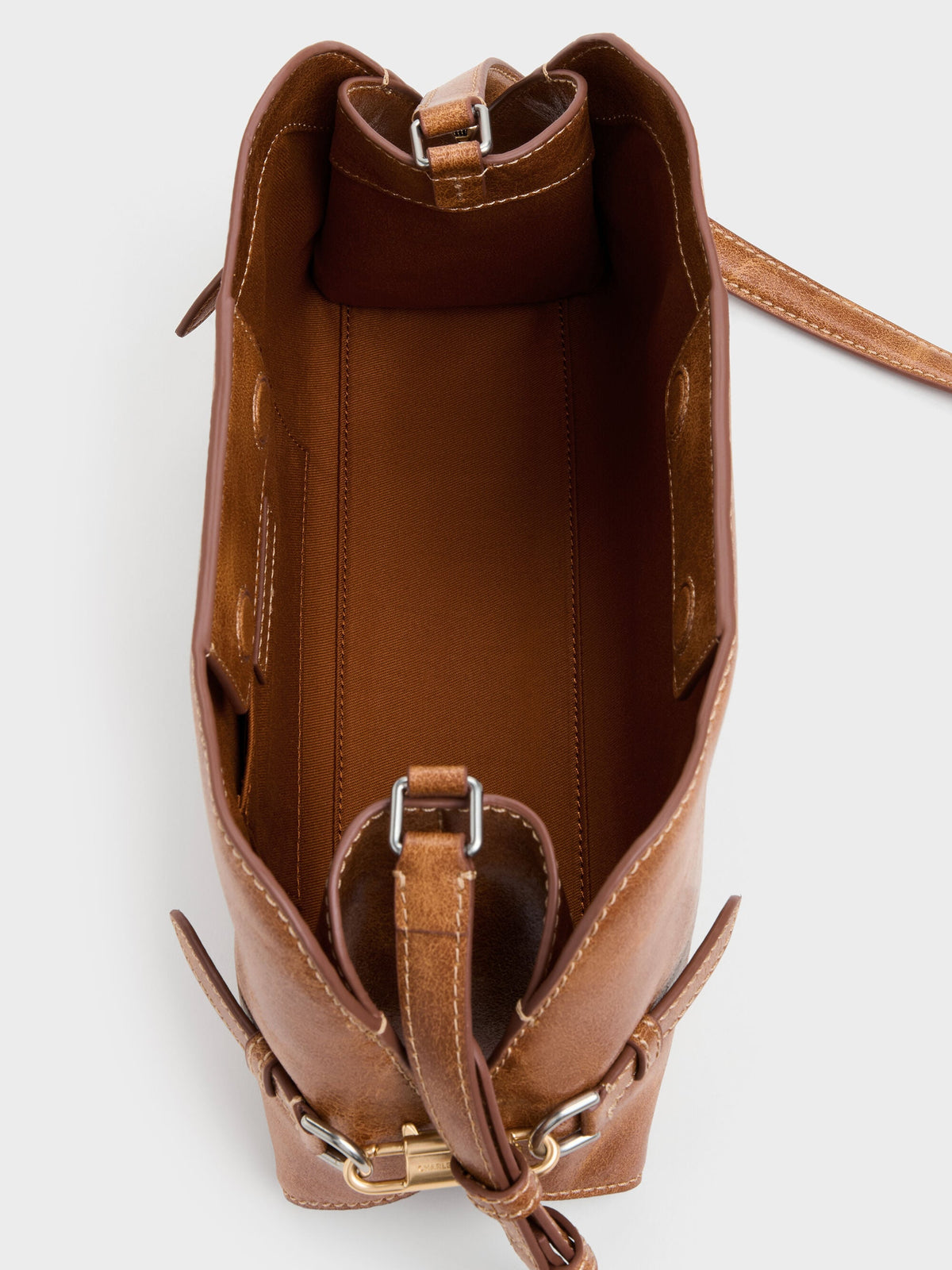 CHARLES & KEITH Sale | Delfina Chain Side-Belt Shoulder Bag - Distressed Tan