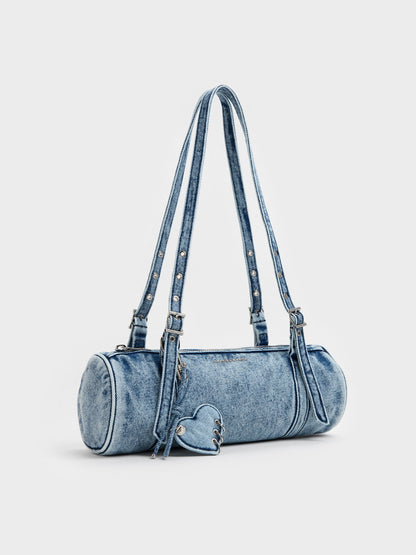 CHARLES & KEITH Latest | Rey Denim Elongated Shoulder Bag - Denim Blue