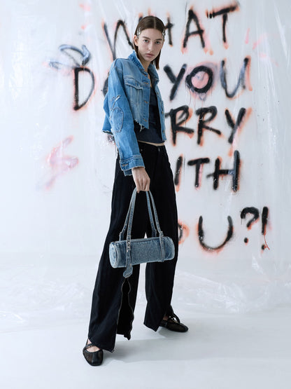 CHARLES & KEITH Latest | Rey Denim Elongated Shoulder Bag - Denim Blue