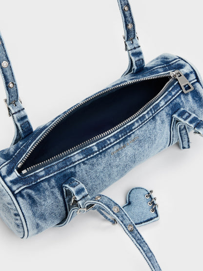 CHARLES & KEITH Latest | Rey Denim Elongated Shoulder Bag - Denim Blue