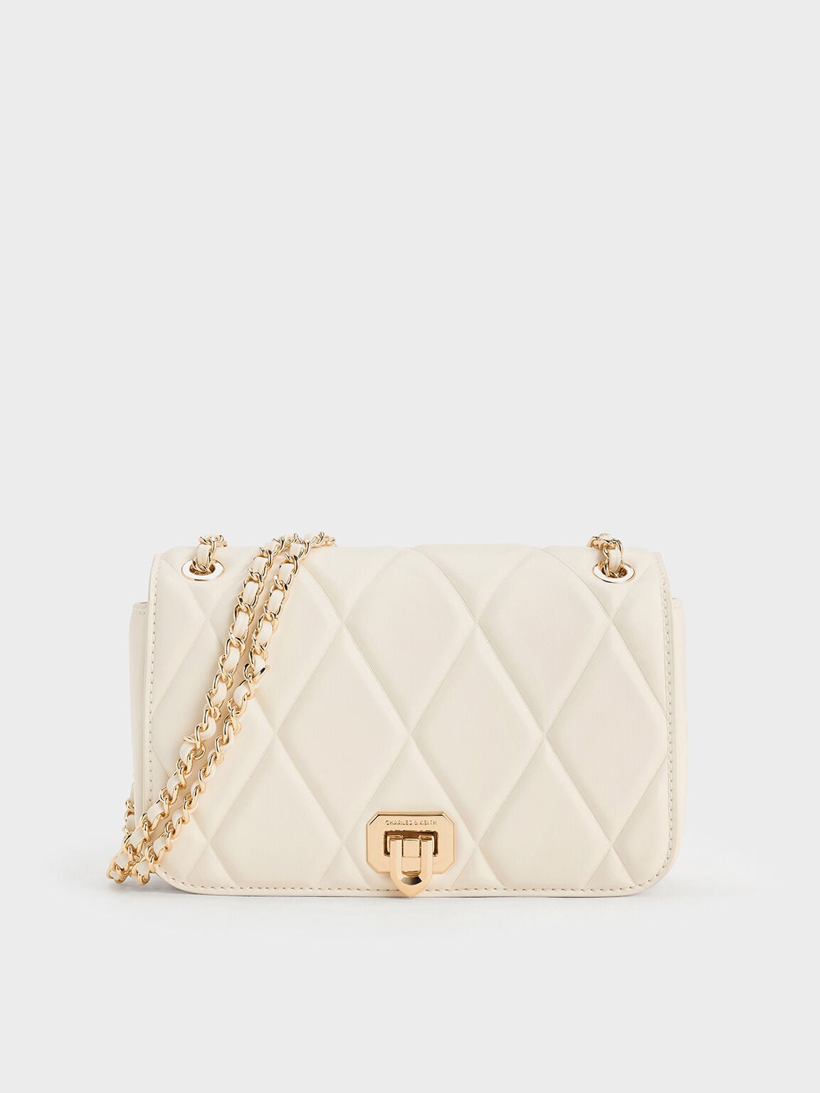 CHARLES & KEITH Essential | Arwen Diamond-Quilt Shoulder Bag - Cream