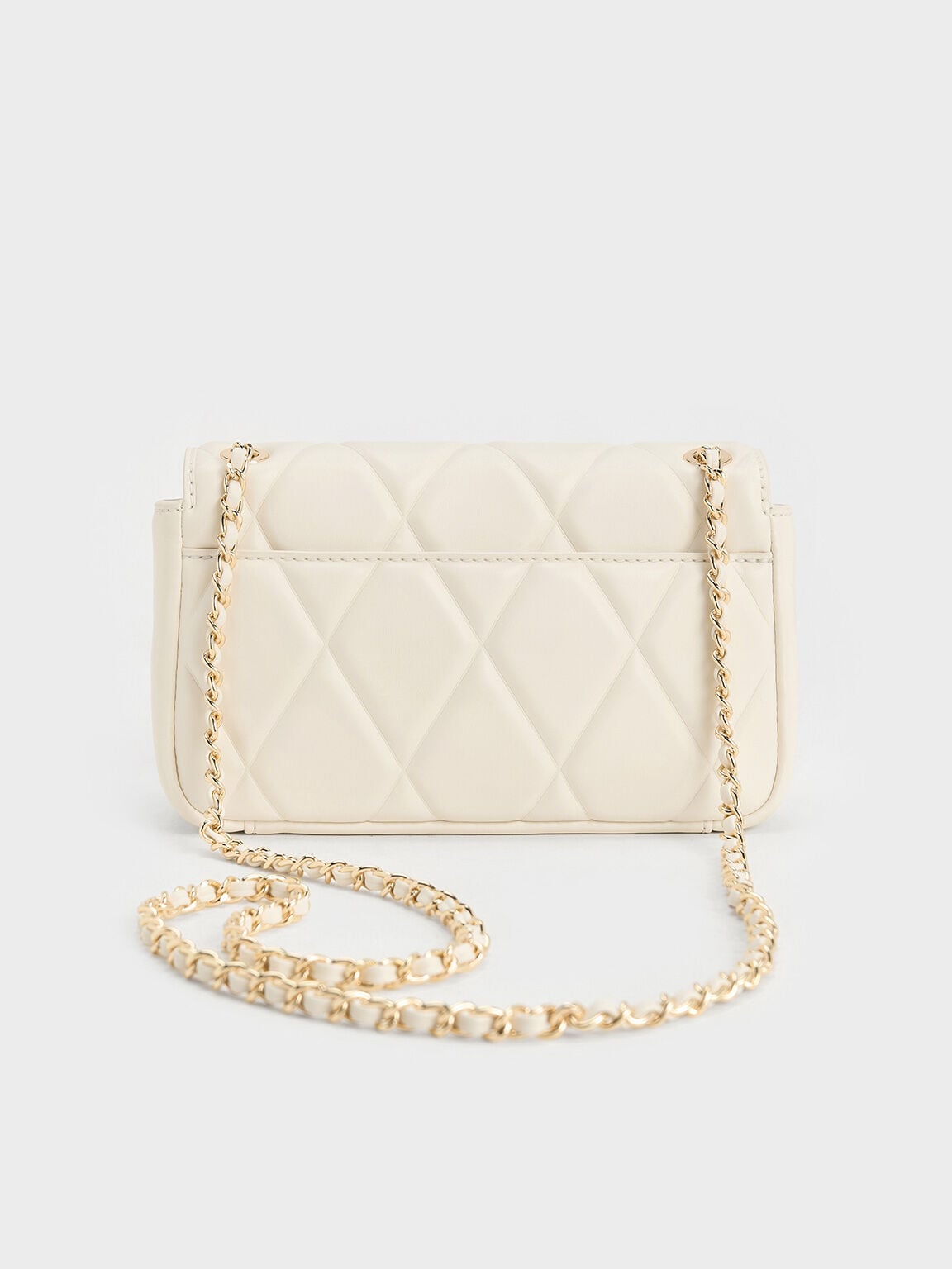 CHARLES & KEITH Essential | Arwen Diamond-Quilt Shoulder Bag - Cream