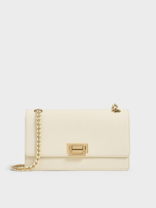 CHARLES & KEITH Classic | Everline Braided-Strap Shoulder Bag - Cream