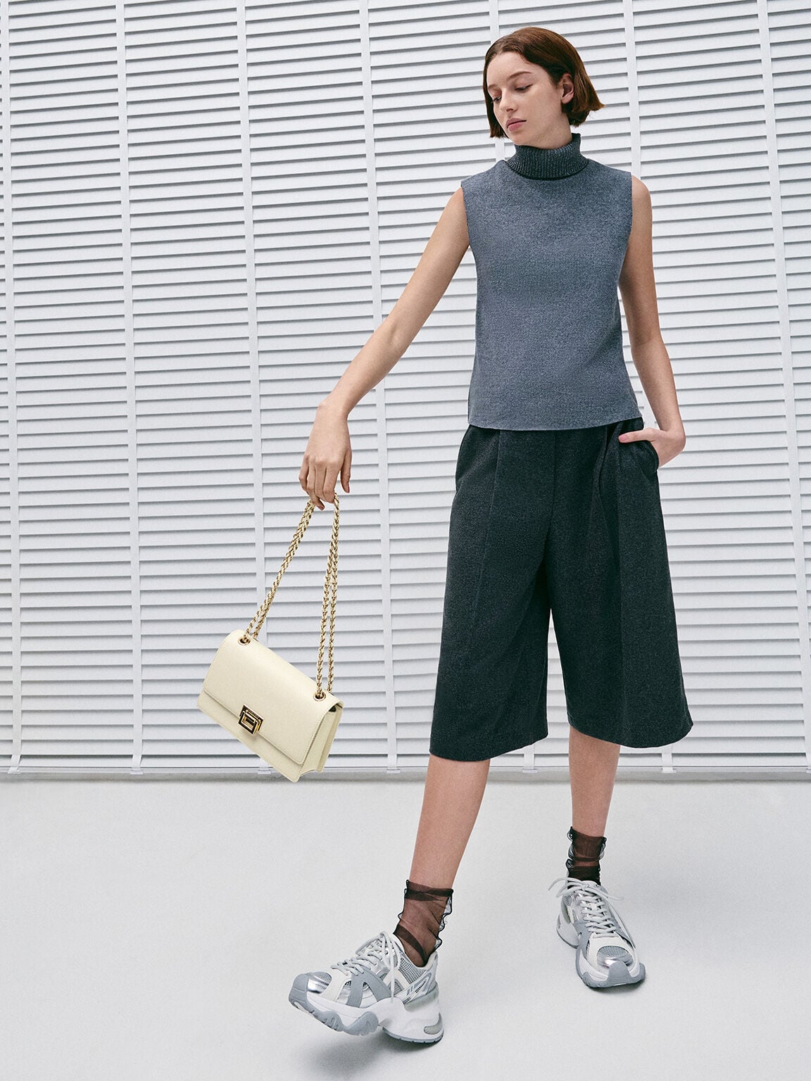 CHARLES & KEITH Classic | Everline Braided-Strap Shoulder Bag - Cream