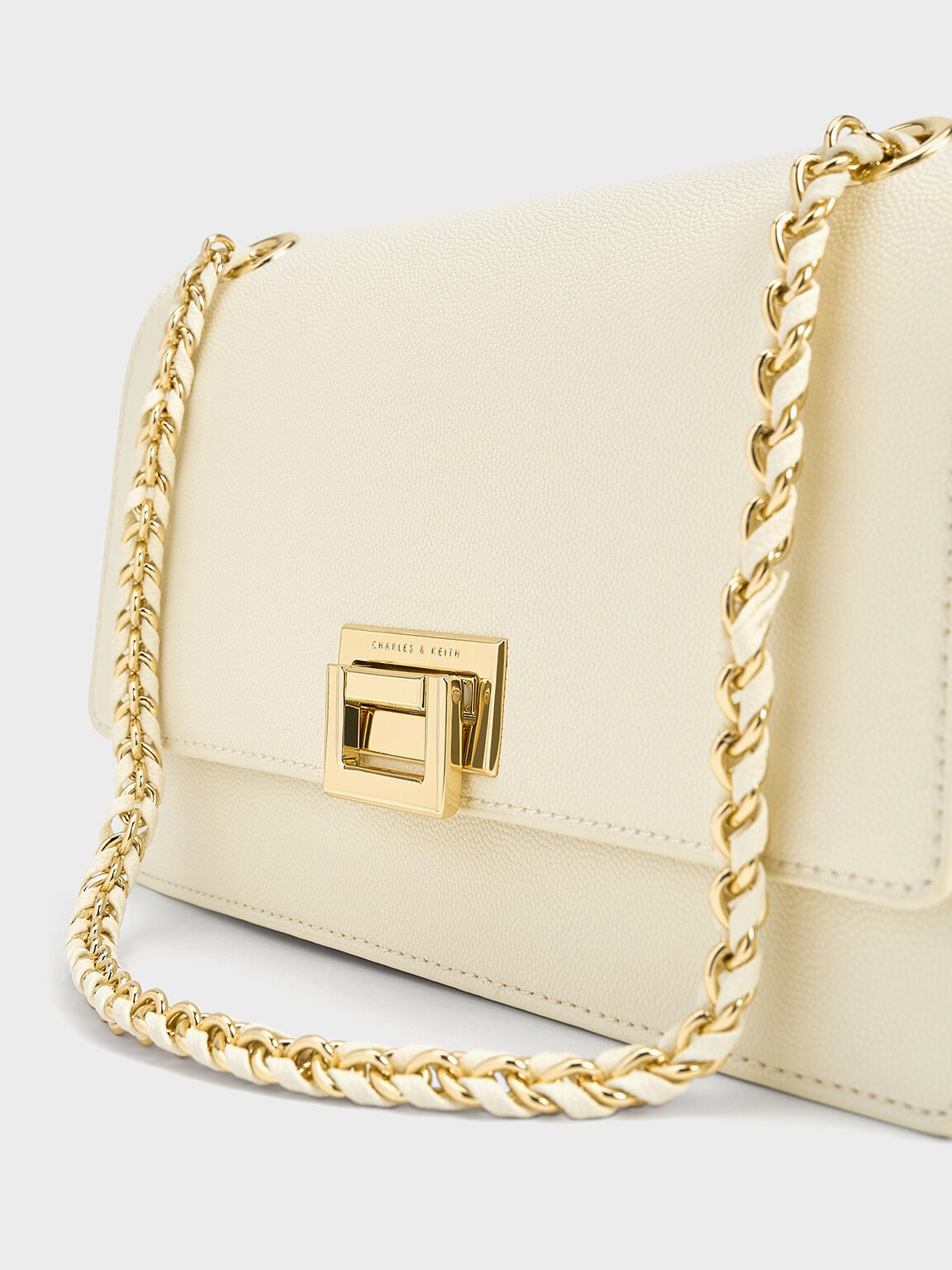 CHARLES & KEITH Classic | Everline Braided-Strap Shoulder Bag - Cream