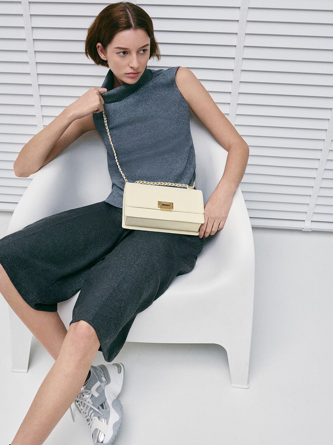 CHARLES & KEITH Classic | Everline Braided-Strap Shoulder Bag - Cream