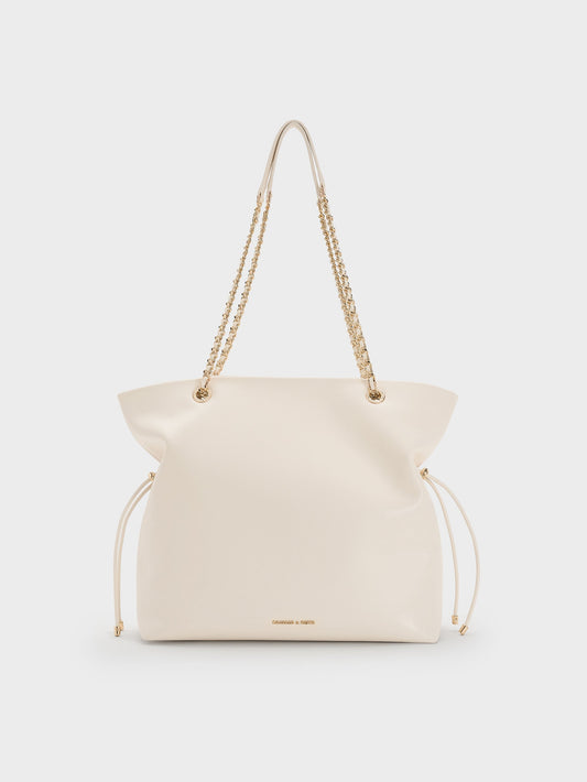 CHARLES & KEITH Special Offer | Arya Braided-Chain Tote Bag - Cream