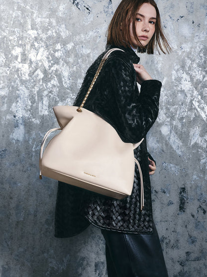 CHARLES & KEITH Special Offer | Arya Braided-Chain Tote Bag - Cream