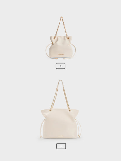 CHARLES & KEITH Special Offer | Arya Braided-Chain Tote Bag - Cream