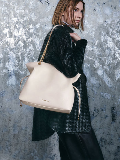 CHARLES & KEITH Special Offer | Arya Braided-Chain Tote Bag - Cream
