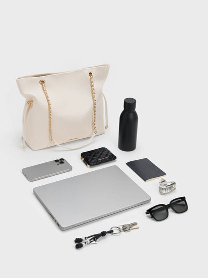 CHARLES & KEITH Special Offer | Arya Braided-Chain Tote Bag - Cream