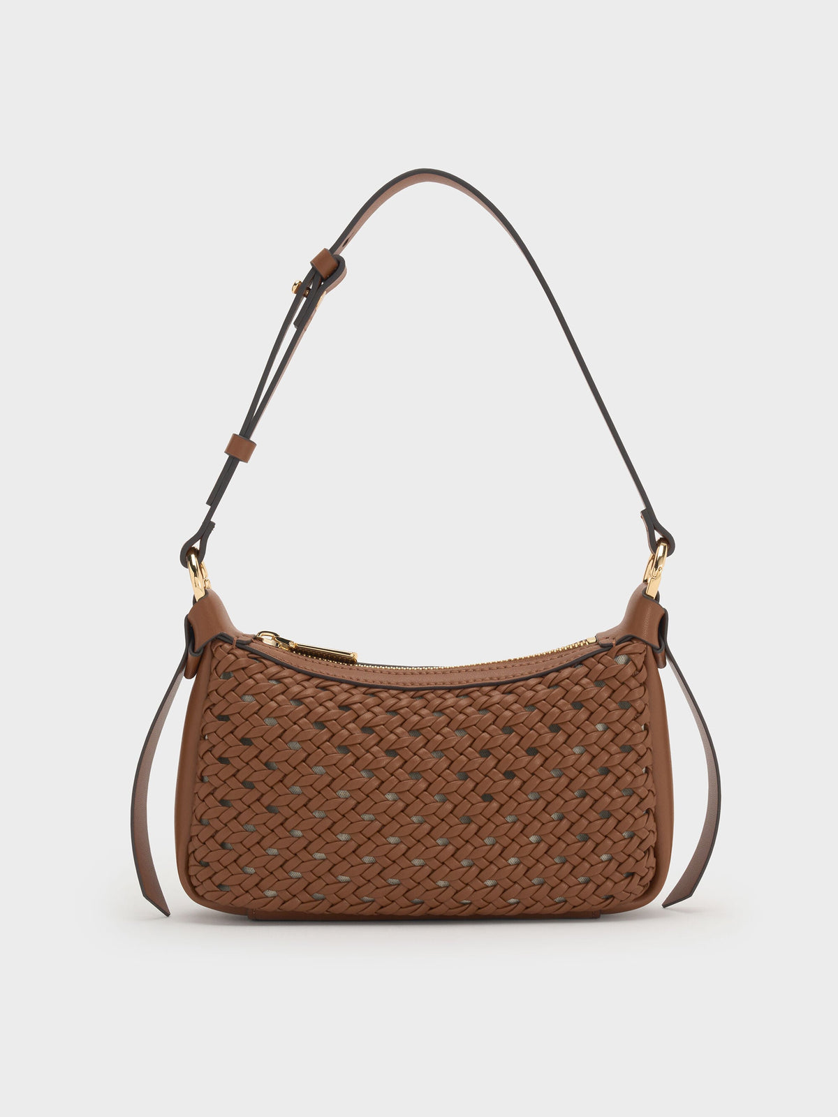 CHARLES & KEITH Trusted | Mini Calla Woven Shoulder Bag - Chocolate