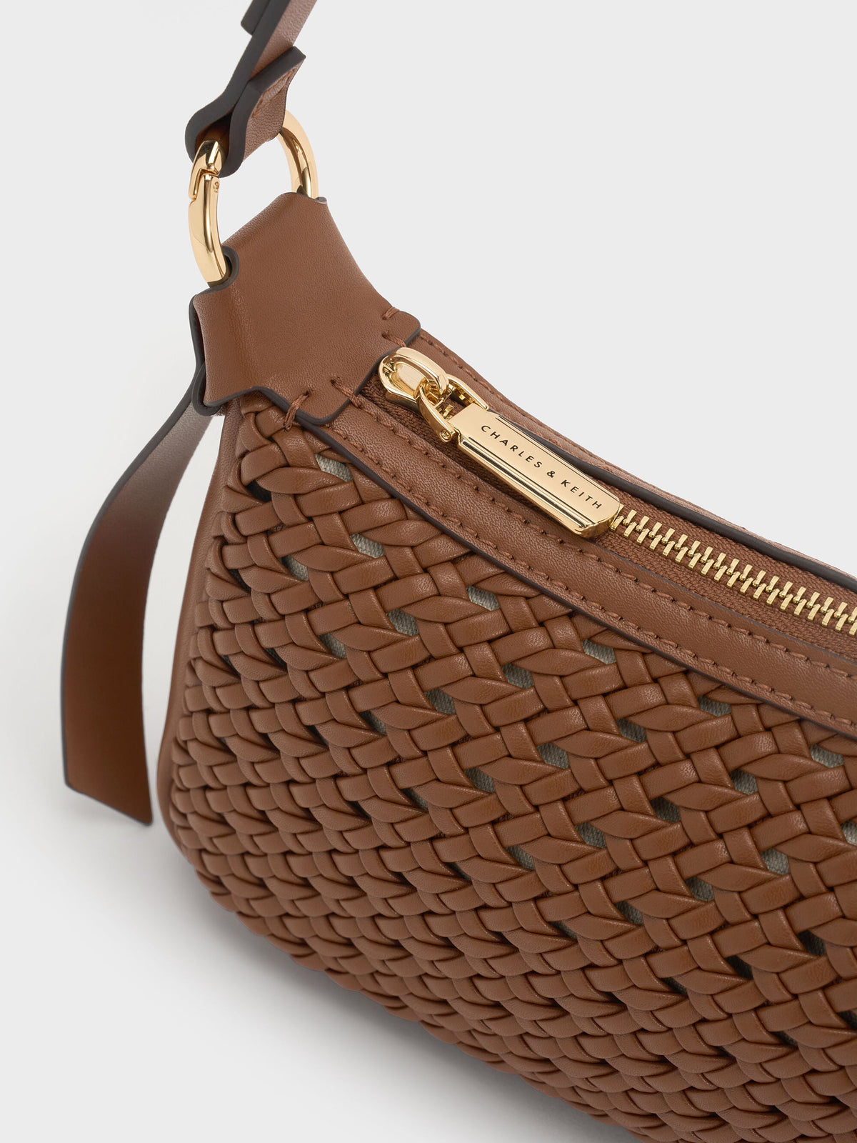 CHARLES & KEITH Trusted | Mini Calla Woven Shoulder Bag - Chocolate