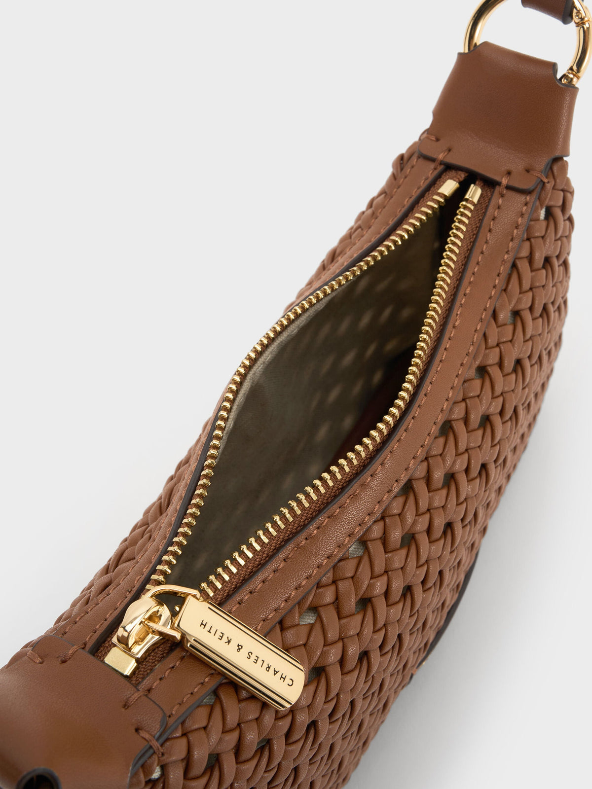CHARLES & KEITH Trusted | Mini Calla Woven Shoulder Bag - Chocolate