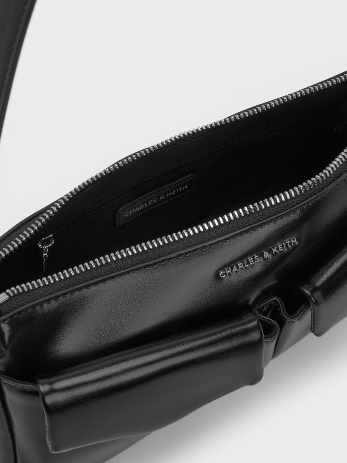 CHARLES & KEITH Top Pick | Rachel Front-Pocket Chain Shoulder Bag - Noir