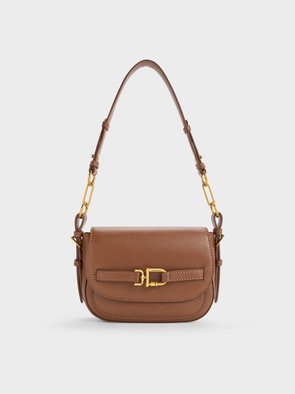 CHARLES & KEITH Deals | Gwynne Metallic-Accent Crossbody Bag - Chocolate