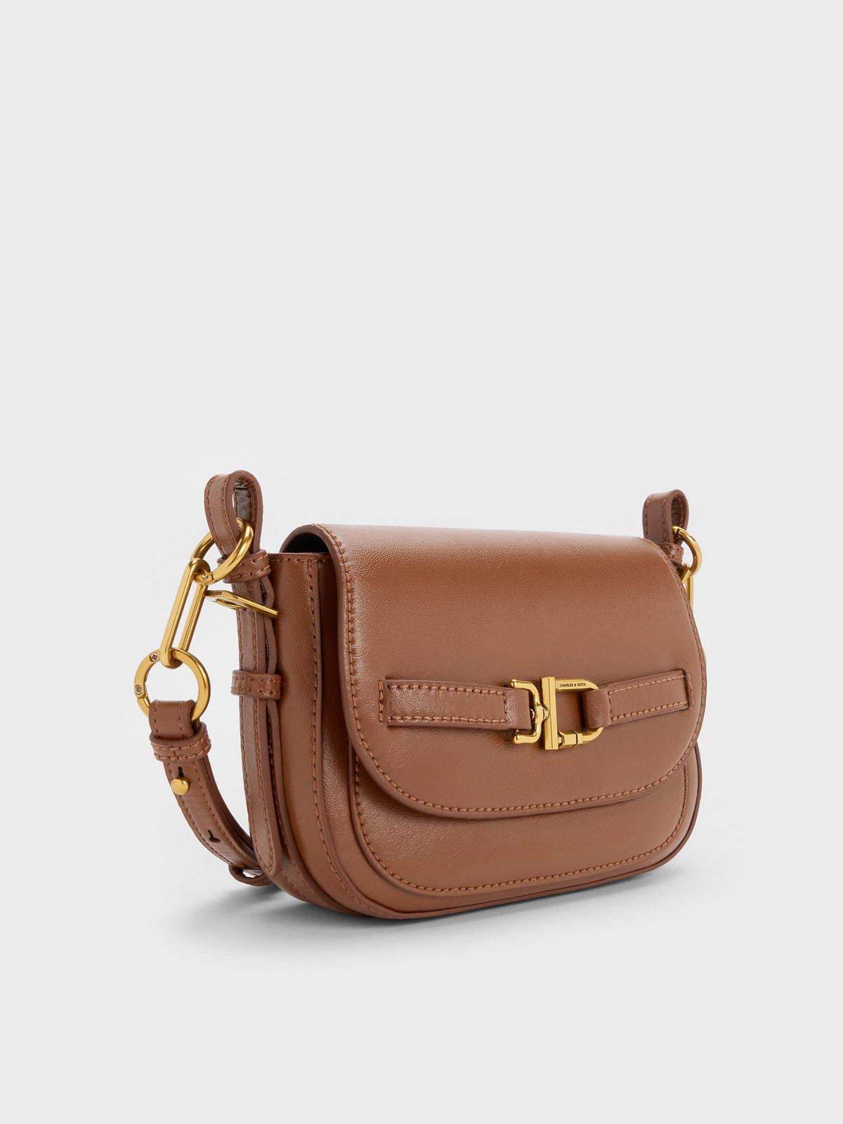 CHARLES & KEITH Deals | Gwynne Metallic-Accent Crossbody Bag - Chocolate