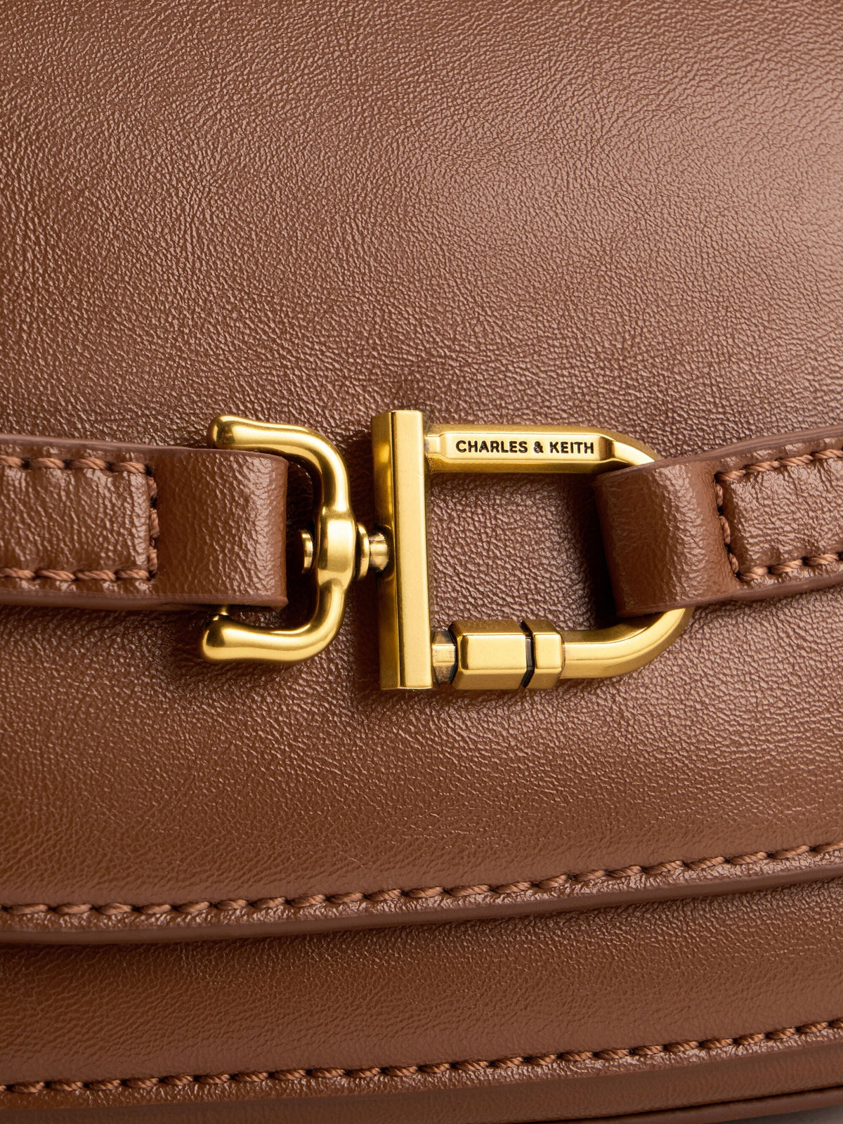 CHARLES & KEITH Deals | Gwynne Metallic-Accent Crossbody Bag - Chocolate