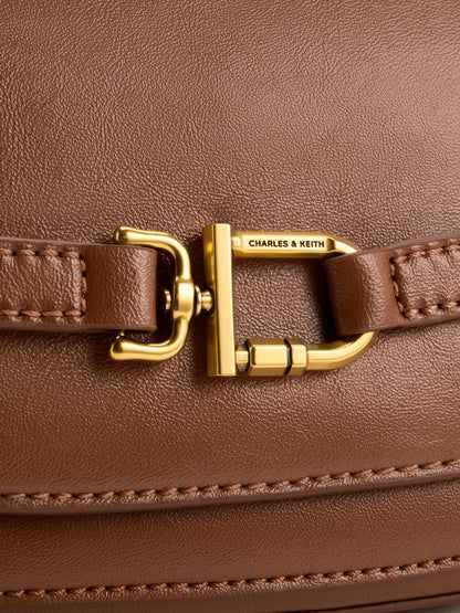 CHARLES & KEITH Deals | Gwynne Metallic-Accent Crossbody Bag - Chocolate