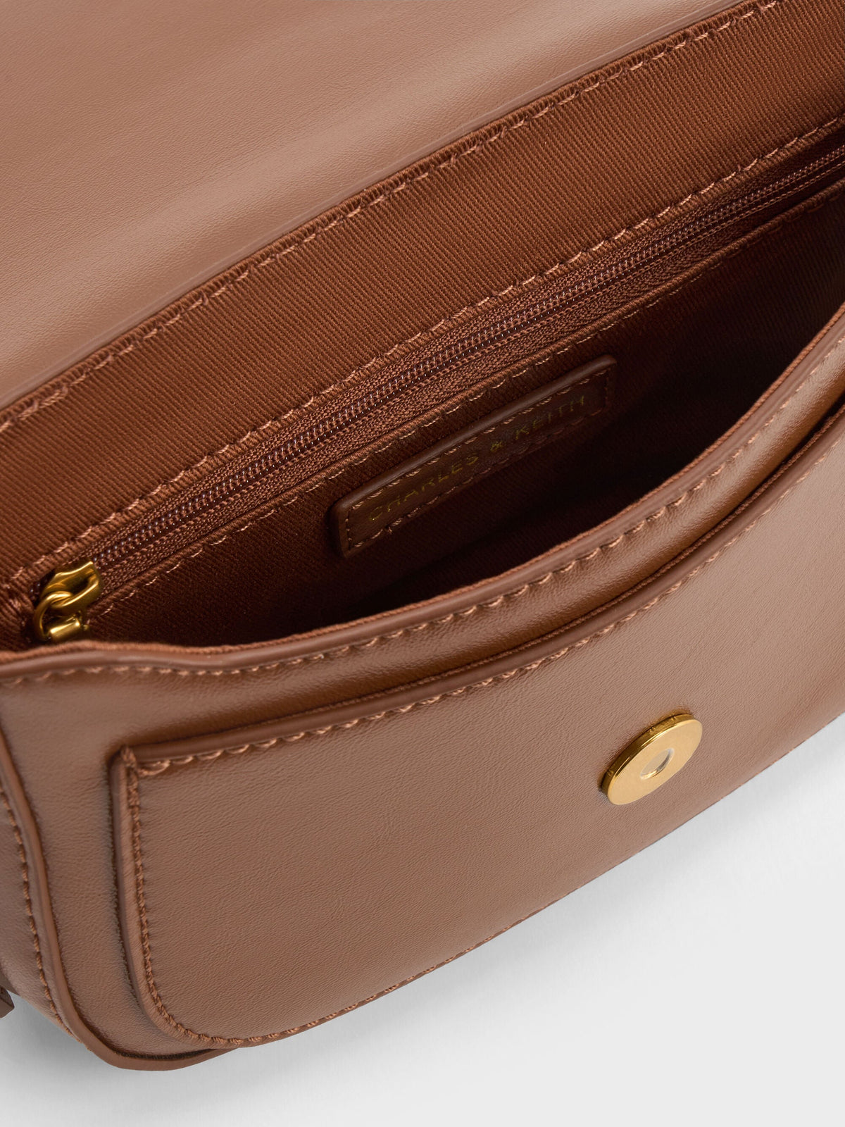 CHARLES & KEITH Deals | Gwynne Metallic-Accent Crossbody Bag - Chocolate