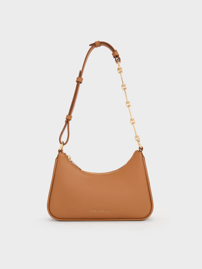 CHARLES & KEITH Hot Sale | Lane Chain-Strap Shoulder Bag - Russet Brown