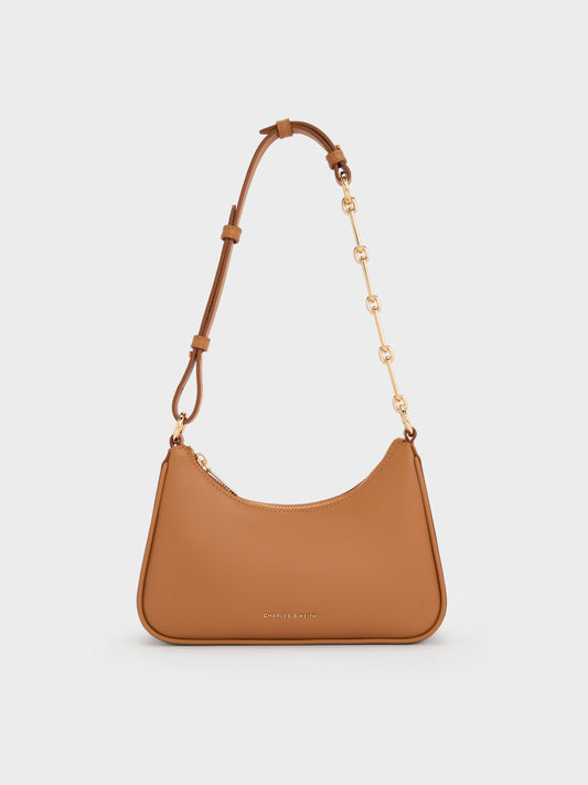 CHARLES & KEITH Hot Sale | Lane Chain-Strap Shoulder Bag - Russet Brown