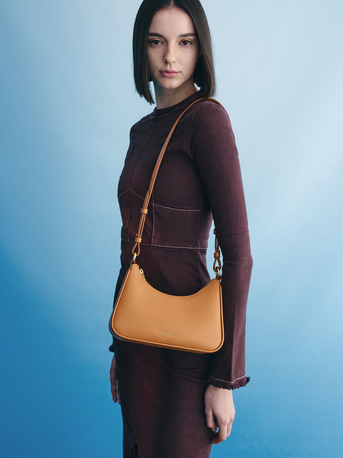 CHARLES & KEITH Hot Sale | Lane Chain-Strap Shoulder Bag - Russet Brown