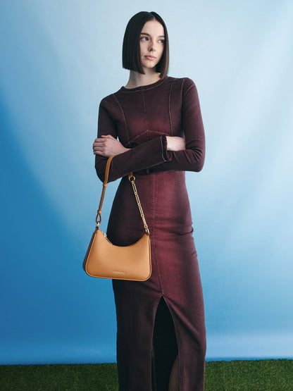 CHARLES & KEITH Hot Sale | Lane Chain-Strap Shoulder Bag - Russet Brown