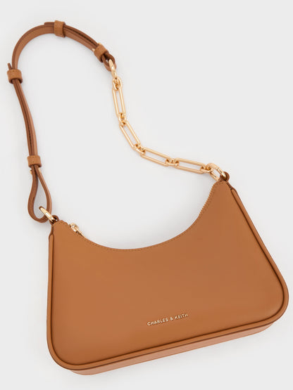 CHARLES & KEITH Hot Sale | Lane Chain-Strap Shoulder Bag - Russet Brown