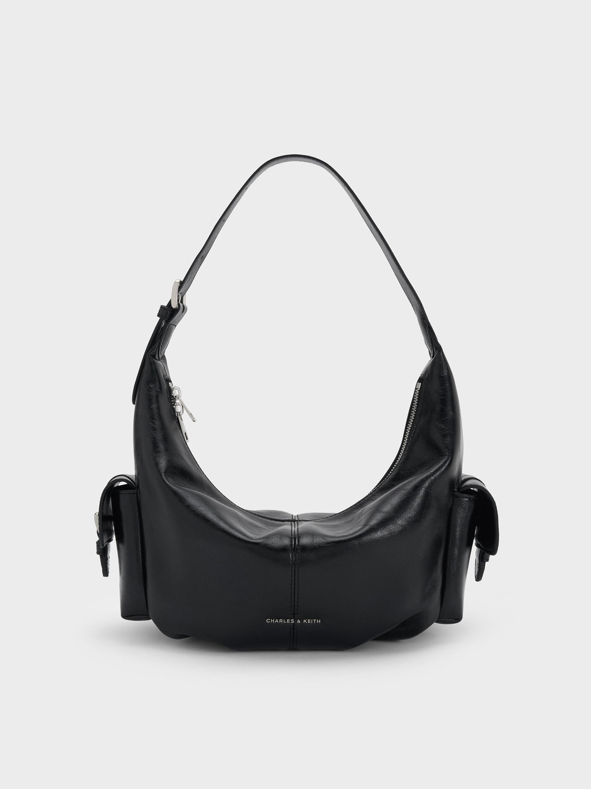 CHARLES & KEITH Special Offer | Bessie Side-Pocket Hobo Bag - Noir