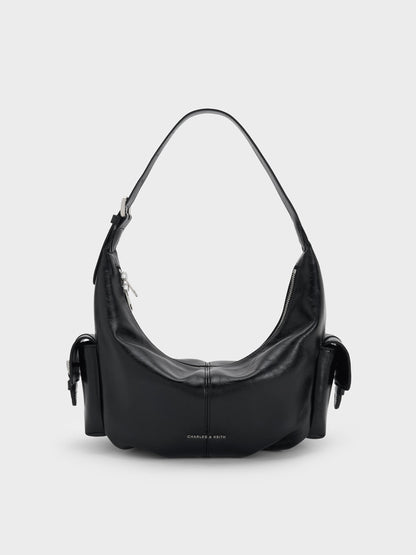CHARLES & KEITH Special Offer | Bessie Side-Pocket Hobo Bag - Noir