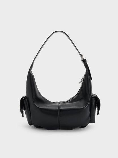 CHARLES & KEITH Special Offer | Bessie Side-Pocket Hobo Bag - Noir