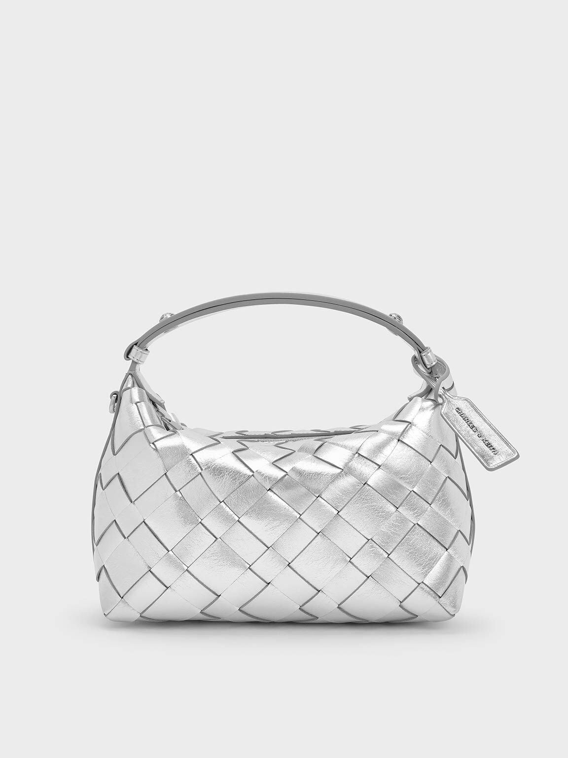 CHARLES & KEITH New | Ivette Metallic Woven Shoulder Bag - Silver