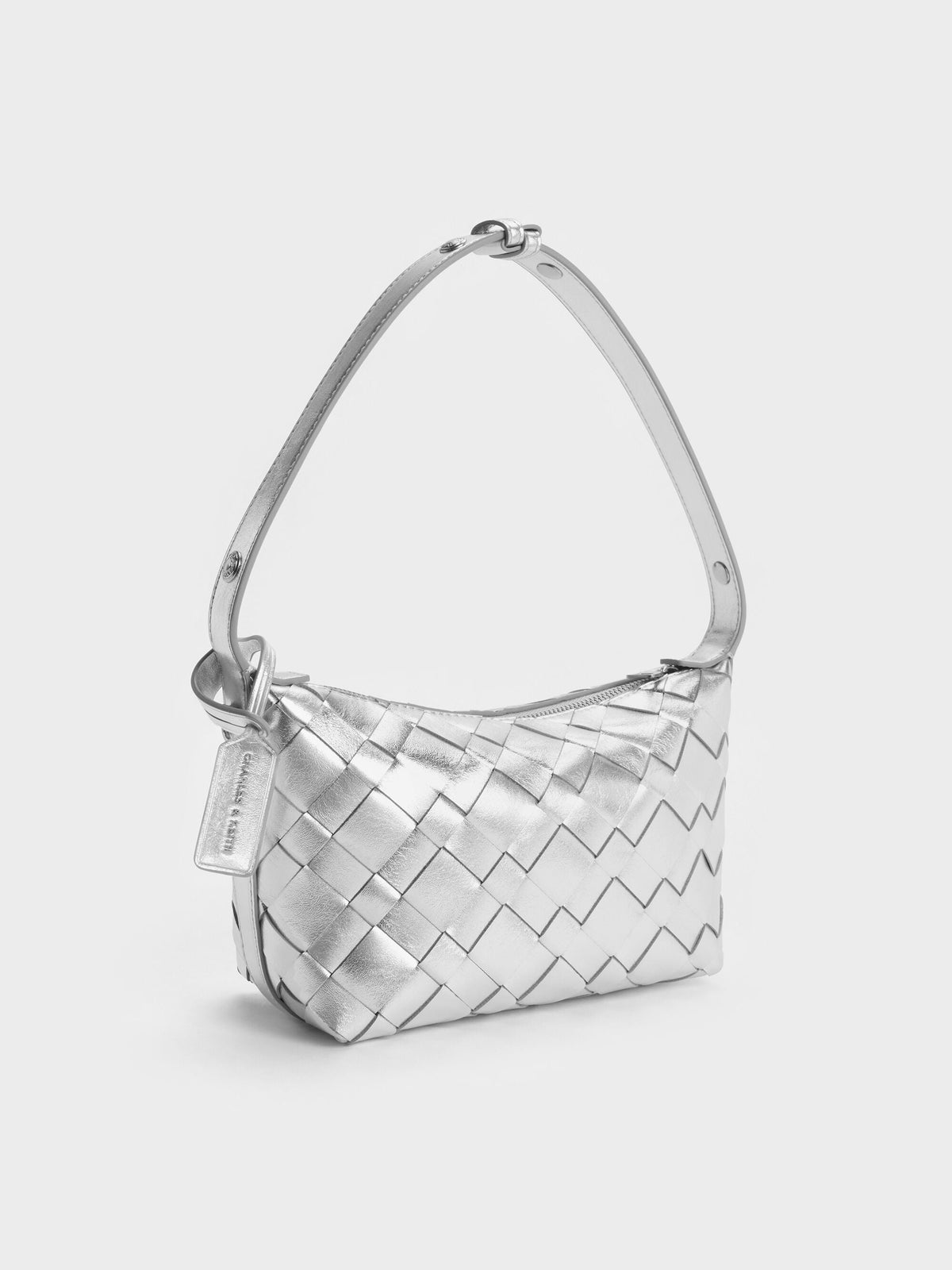 CHARLES & KEITH New | Ivette Metallic Woven Shoulder Bag - Silver