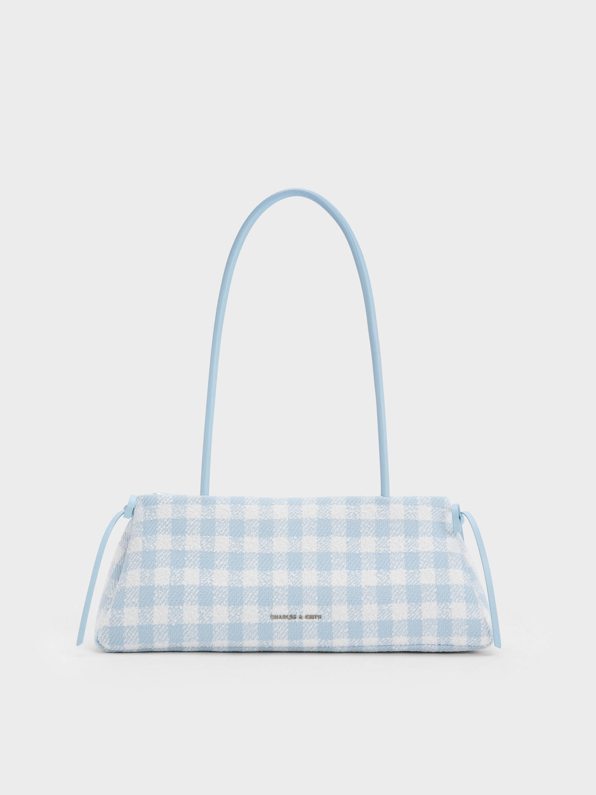 CHARLES & KEITH New | Hazel Gingham Bow Shoulder Bag - Gingham Blue