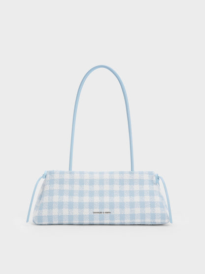 CHARLES & KEITH New | Hazel Gingham Bow Shoulder Bag - Gingham Blue