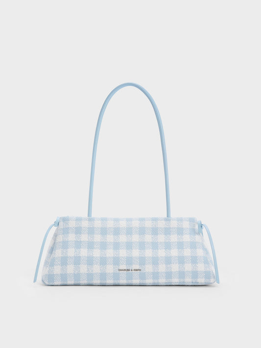 CHARLES & KEITH New | Hazel Gingham Bow Shoulder Bag - Gingham Blue