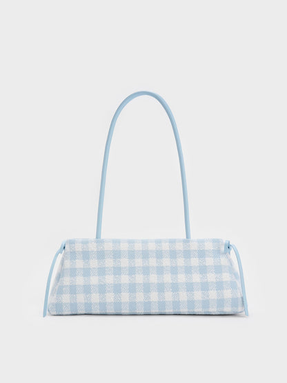 CHARLES & KEITH New | Hazel Gingham Bow Shoulder Bag - Gingham Blue
