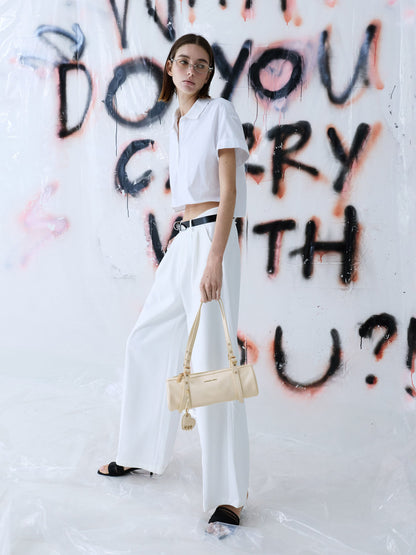 CHARLES & KEITH Trending | Rey Elongated Shoulder Bag - Cream