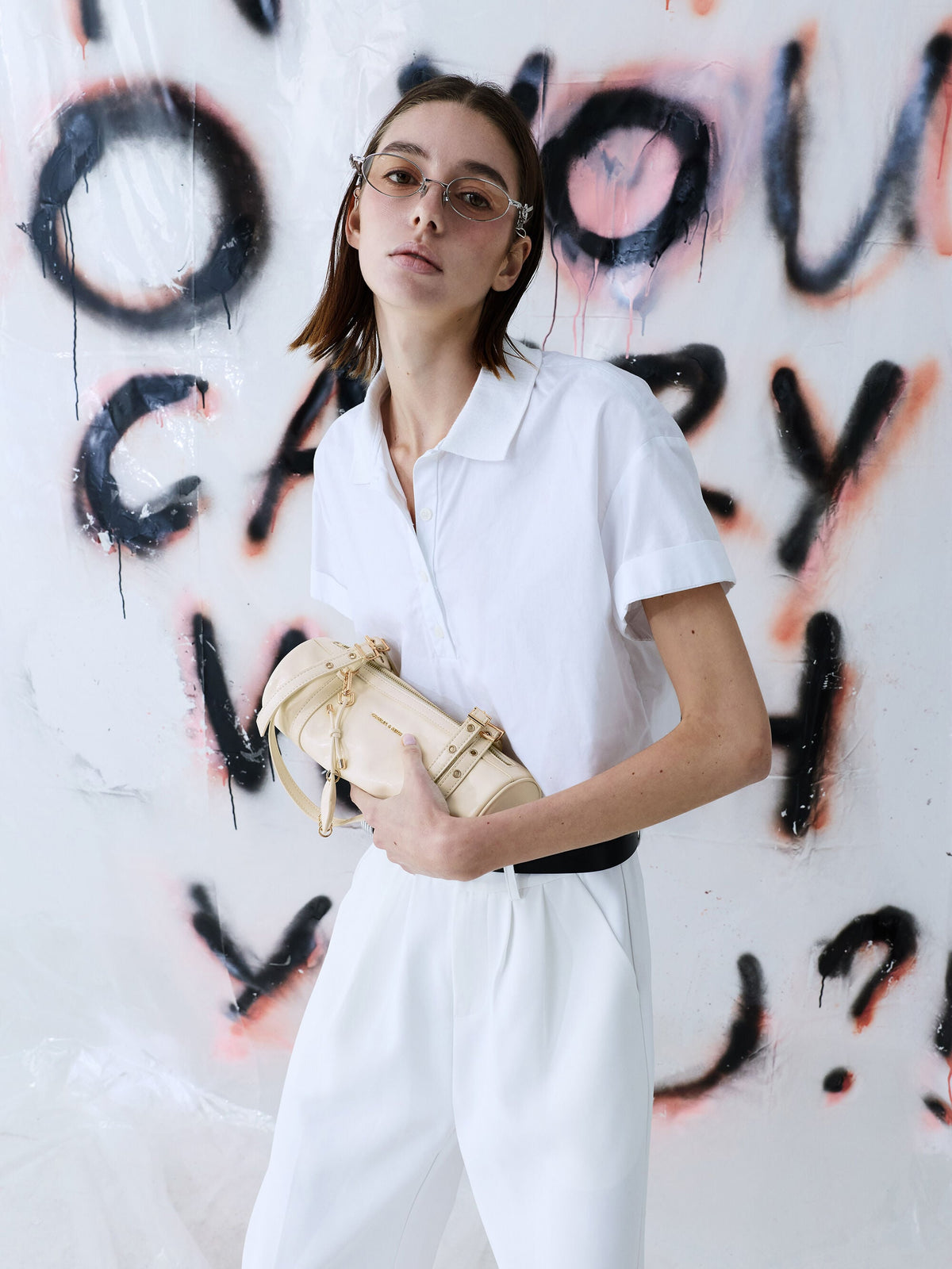 CHARLES & KEITH Trending | Rey Elongated Shoulder Bag - Cream