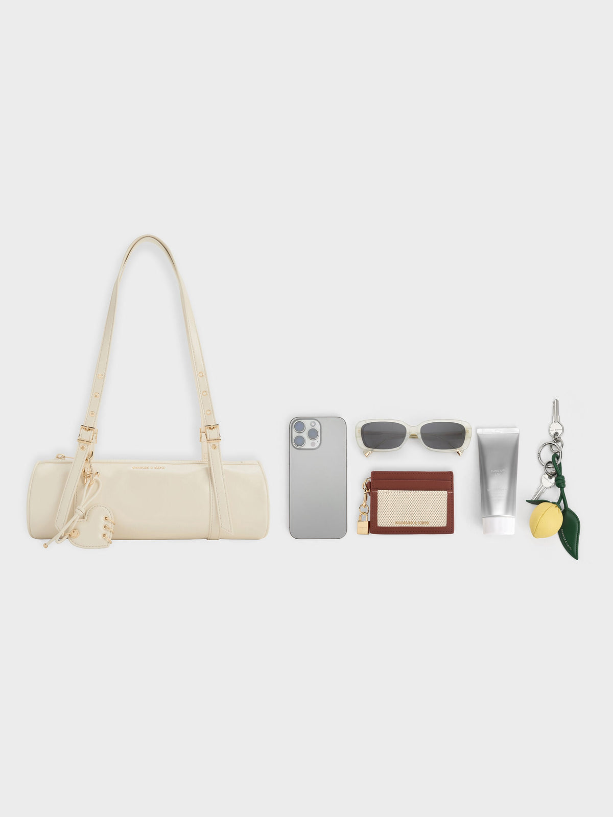 CHARLES & KEITH Trending | Rey Elongated Shoulder Bag - Cream