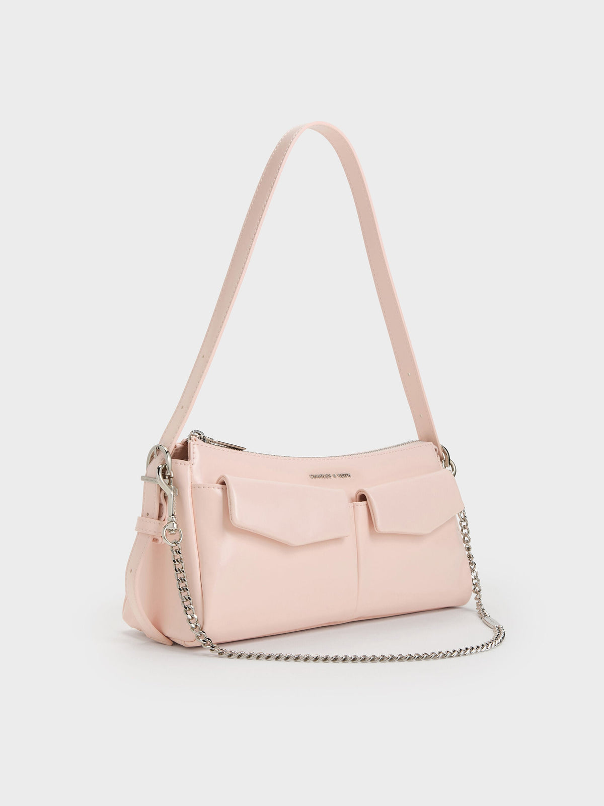 CHARLES & KEITH Great Value | Rachel Front-Pocket Chain Shoulder Bag - Soft Pink
