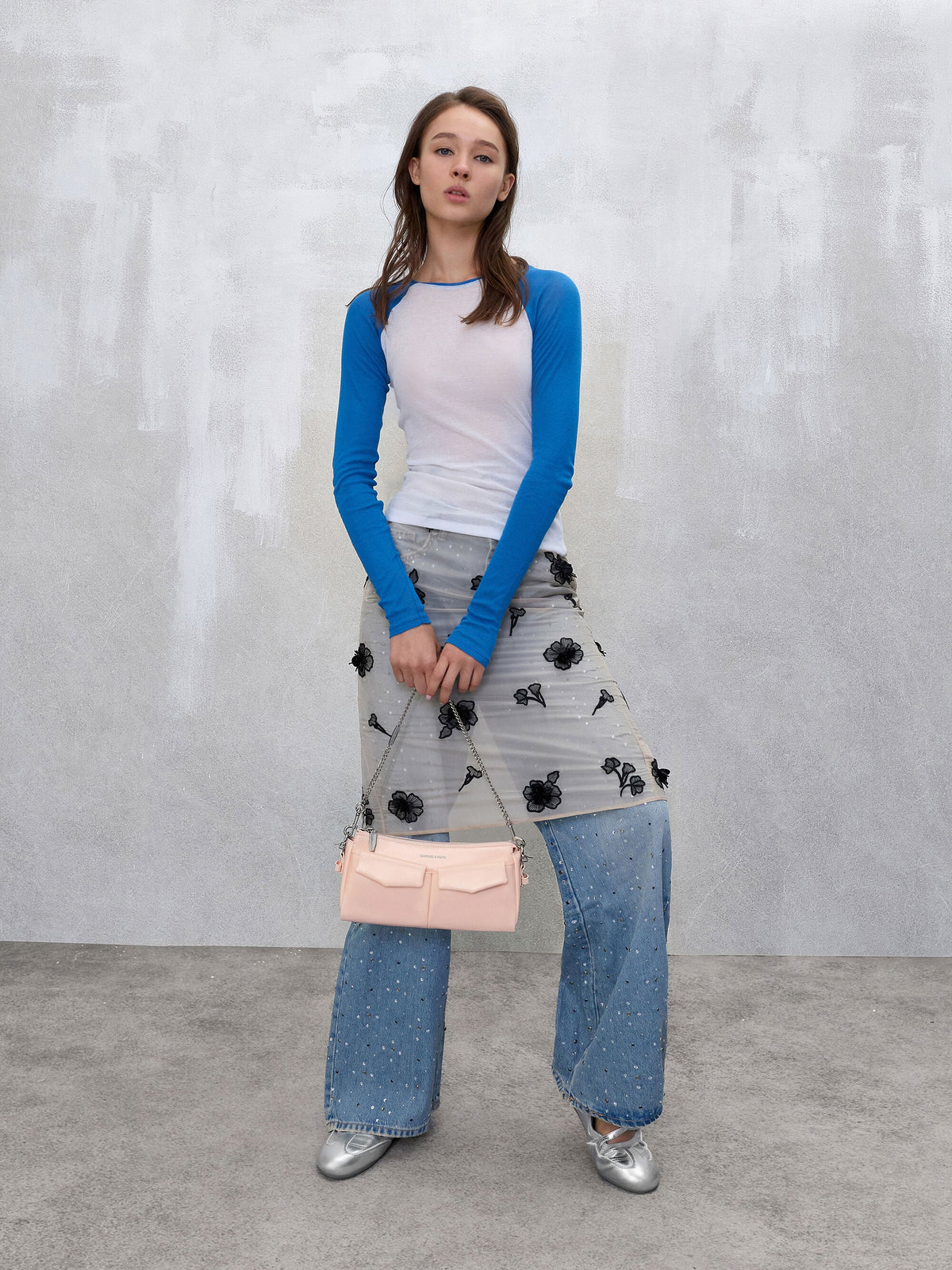 CHARLES & KEITH Great Value | Rachel Front-Pocket Chain Shoulder Bag - Soft Pink