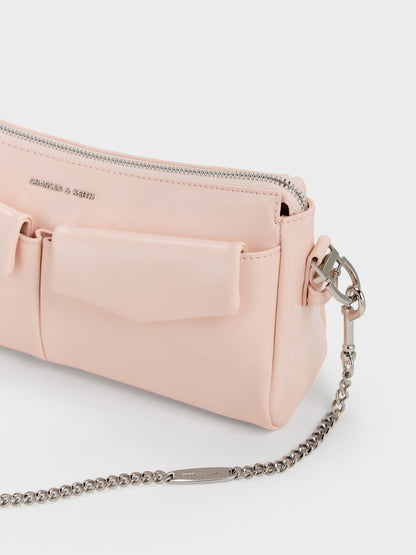 CHARLES & KEITH Great Value | Rachel Front-Pocket Chain Shoulder Bag - Soft Pink