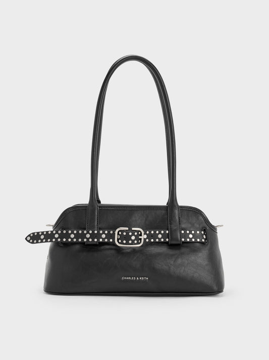 CHARLES & KEITH Best Price | Victoria Studded Belted Shoulder Bag - Noir