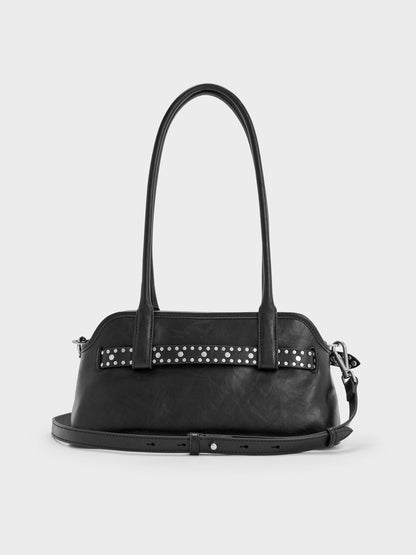 CHARLES & KEITH Best Price | Victoria Studded Belted Shoulder Bag - Noir