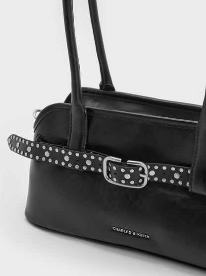 CHARLES & KEITH Best Price | Victoria Studded Belted Shoulder Bag - Noir