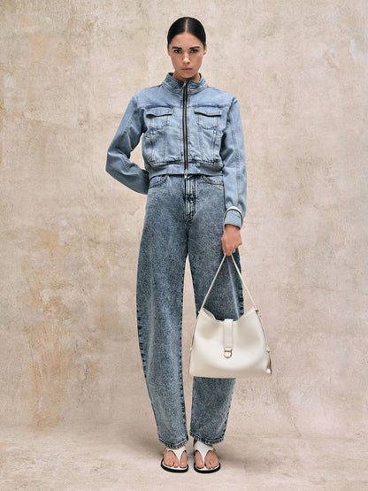 CHARLES & KEITH Classic | Gabine Leather Belted Hobo Bag - Eggshell Cream