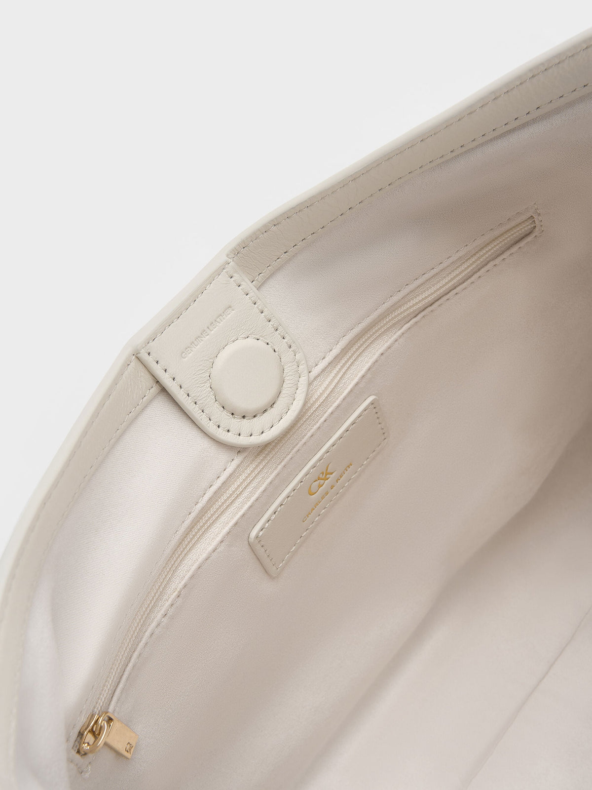 CHARLES & KEITH Classic | Gabine Leather Belted Hobo Bag - Eggshell Cream